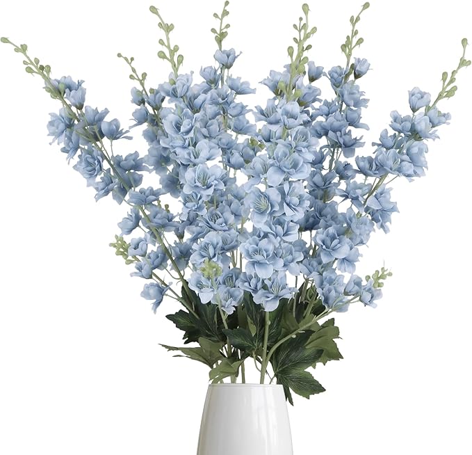 71DHTFqE1EL._AC_SX679_ Dusty Blue Delphinium Artificial Flowers - Image 1