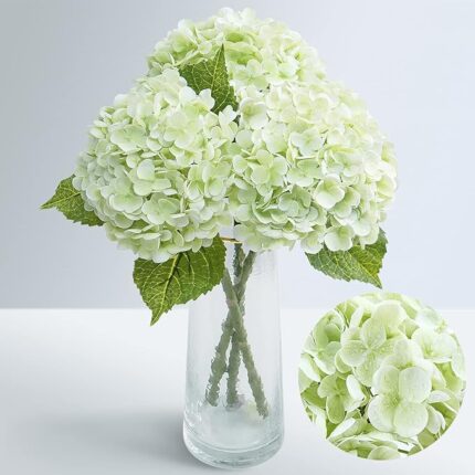 Waipfaru 21" Real Touch Hydrangea Artificial Flowers with Long Stem & Leaves