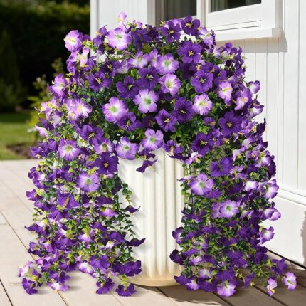 Faux Silk Morning Glory with Eucalyptus Leaves