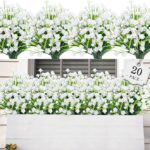 AmyHomie 20 Bundles Artificial Flowers for Outdoor Outside Spring Summer Decoration